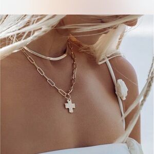 Chunky Gold Cross Necklace